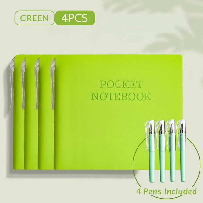 4 Pack Pocket Notebooks with Pens Memo PU Leather Cover Mini Portable Memo Pad Note Pads Journals for On-the-Go Notes