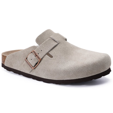 Kidmi New Women Clogs Men Clogs Suede Slippers Fashion Cork Footbed Leather Slippers Classic Mules Soft Antiskid House Slippers