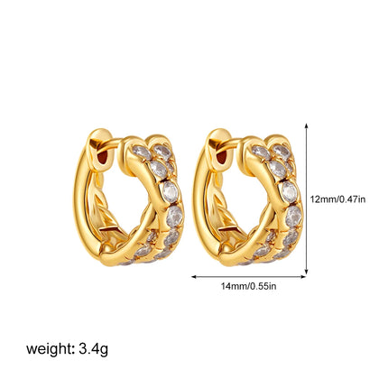 Fashion CZ Zircon Round Huggie Hoop Earrings for Women Geometric U Shape Ear Buckle Hoops Gold Plated Stainless Steel Jewelry