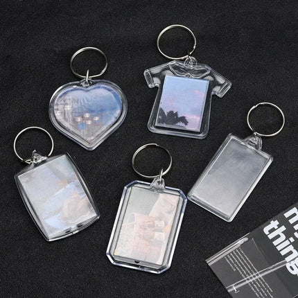 5/50pcs Transparent Rectangle Blank Clear Acrylic Insert Photo Picture Frame Keyring Keychain DIY Split Ring Key Chain Gifts