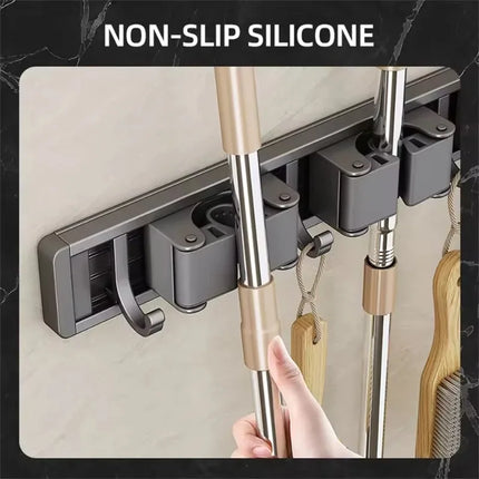 2026 New Toilet Kitchen Storage Rack Mop Clip Rack Strong Mop Holder Self Adhesive for Home Bathroom Cleaning Tools Storage