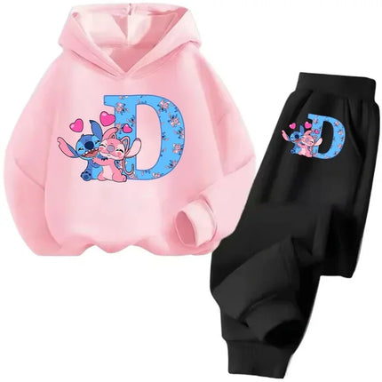 Stitch Disney Child Long  Children Casual Wear Everyday Style Spring Fall Sweatshirt Set Cartoon Letter Gifts