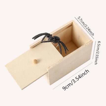 Tricky Toy Simulation Spider Wooden Box Spoof Insect Spider Box Creative Haunted House Horror Scene Layout Small Wooden Box