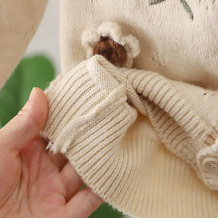 Girls Sweater 2025 New Flowers Cardigan Baby's Fashionable Spring Autumn Knitwear Warm Embroidery Children Knitted Coats IY06091
