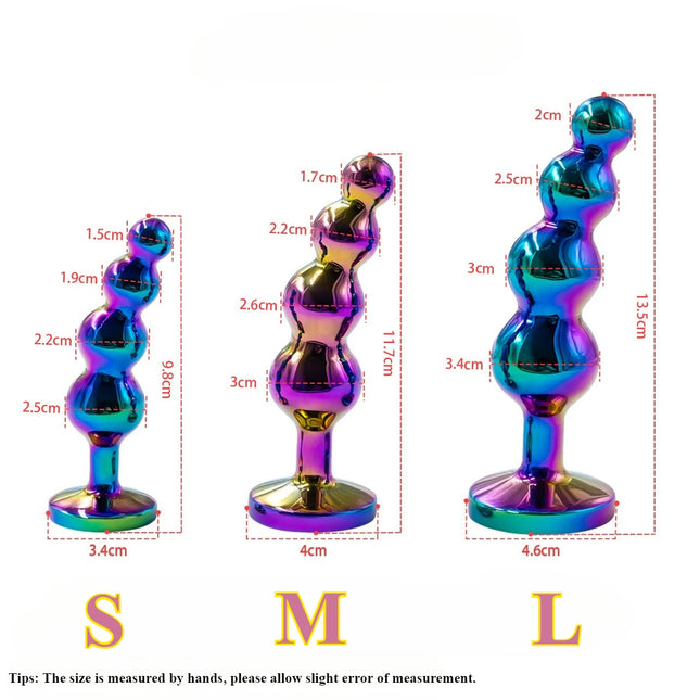 Metal Curved Anus Butt Plug 4 Beads Stimulating Anal Plugs Sex Toy Prostate Massage Analplug Buttplug with Jewelry Base