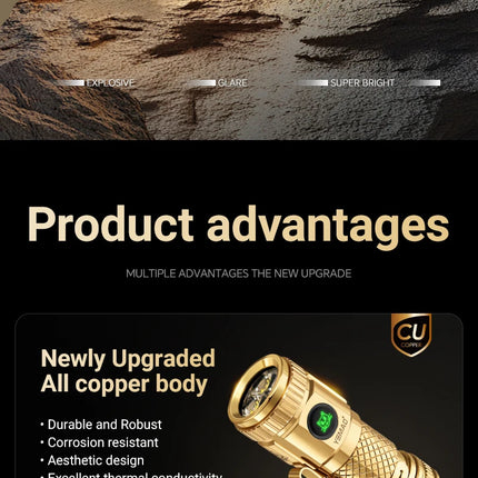 1200lm Mini Flashlight EDC Torch with 4* LEDs and Red Flash Aux LED Copper Metal Pen Flashlight with Magnetic Base Emergency