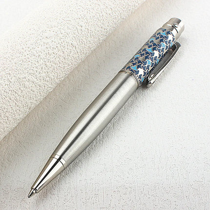 Metal Ballpoint Pen Retractable Signature Pen Crest Style Metal Housing Black Ink Medium Point 0.7mm Smooth Writing