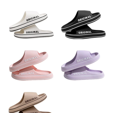 Feslishoet Women's Letter Slippers, Beach Slides, Solid Color Men's Thick Sole Indoor Bathroom Anti-Slip Shoes, Summer Couple Sandals