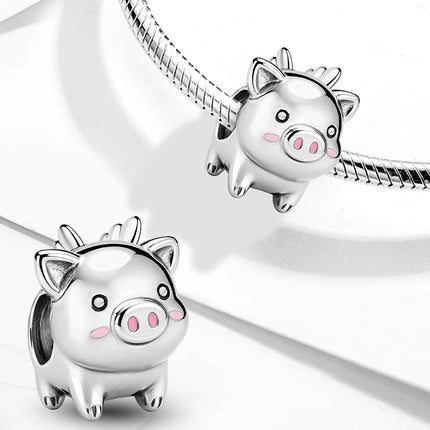 925 Sterling Silver Dinosaur Pig Cat Playing Animal Series Charms Beads Fit Original Pan Bracelet High Quality DIY Jewelry