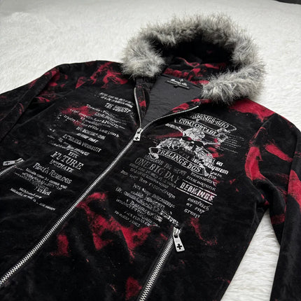 2026 New American Fashion Trend Goth Printed Zipper Hoodie Women Street Hip Hop Punk Rock Sweatshirt Unisex Casual Loose Hoodie