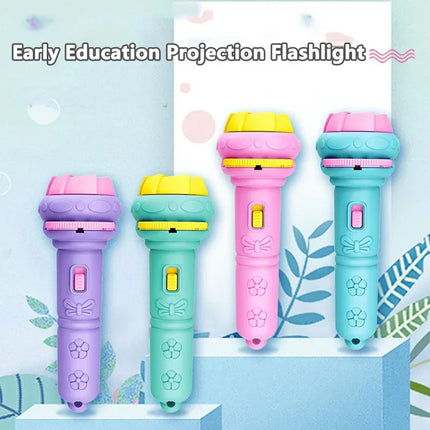 Children Projection Flashlight Toy Bedtime Story Book Early Education Toys Baby Projector Torch with 80 Patterns for Kids Gift