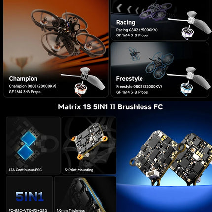 BETAFPV Air75II Brushless Whoop Quadcopter Racing Freestyle Drone ELRS 2.4G Matrix 1S 5IN1 II FC 5.8G 25mw~400mw VTX C03 Camera