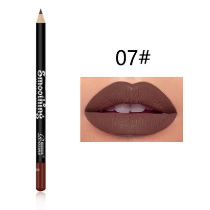 12 Color Nude Matte Lipstick Pencil Long-lasting Waterproof Lip Pencil High Pigmented Lip Liner Lips Makeup Tool Lip Contouring