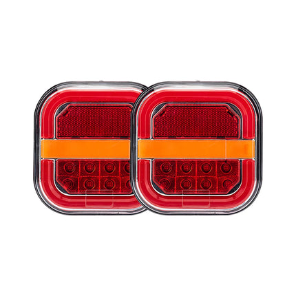 2pcsSquare 4inch LED Tail Light Left Right Rear Brake Lamp Licesen Plate Taillight 12V 24V Turn Signal For TrailerVan Bus Pickup