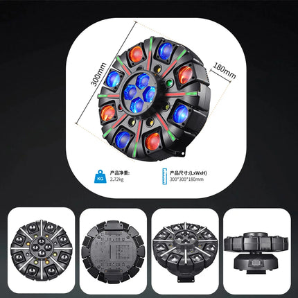 150W 8-Arm Moving Head DJ Light Remote Control Mini LED Beam Effect Light DMX512 Rotating Disco Party Stage Equipment For Club