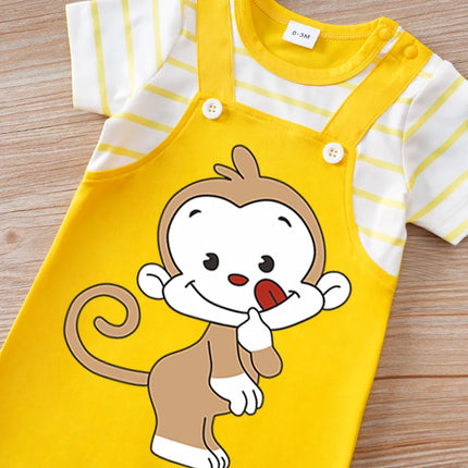 Newborn Baby Clothes Animal-Yellow monkey Fashion Infant Jumpsuit Toddler Short Sleeve One-piece Pajamas Bodysuit Summer Romper