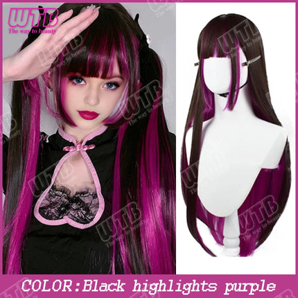 WTB Pink Highlighted Synthetic Lolita Wig for Women Long Straight with Bangs Suitable for Everyday Wear Holidays and Cosplay