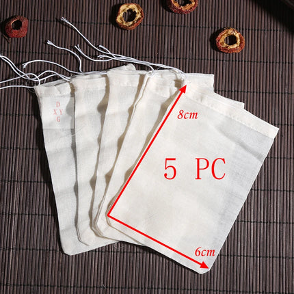 5 PC 100% Cotton Cloth Bag Spice Strainer Mesh Filter Herbal Ball Kitchen Cooking Tools Colander Bag
