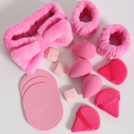15 件套 Cosmetic Puff Makeup Sponge Blender Beauty Egg Foundation Sponges Puff Wash Face Headband Wristband Make up Accessories
