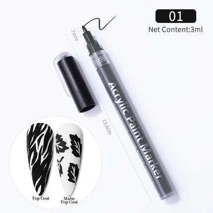 Nail Art Drawing Pen Graffiti Nail Acrylic Pen Waterproof Painting Liner DIY 3D Abstract Line Nail Art Beauty Tool Manicure