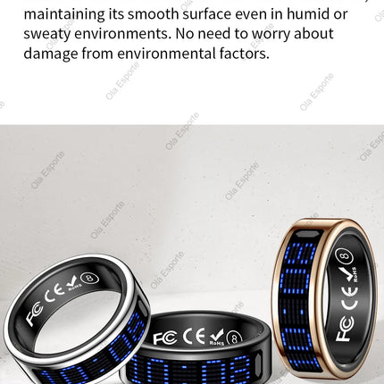2025 Smart Ring Men Women LED Dynamic Display Screen Heart Rate Blood Oxygen Monitoring 5ATM Waterproof Multi Sports Modes Gifts