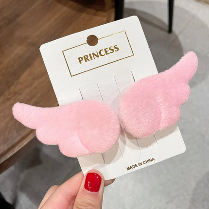 Y2K Sweet Cute Angel Wing Plush Hairpin Children Girls Hair Clip Accessories Barrettes Hairgrip Headdress Headwear Ornaments