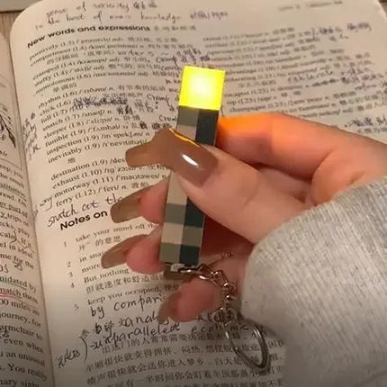 2026Mini LED Pixel-style Torch Flashlight Keychain Rechargeable Light Torch Plastic Game Model Toys Backpack Pendant Ornaments