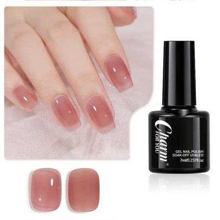 6pcs nude Color Nail Gel Polish Kit Jelly Pink Semi-transparent HEMA FREE Self Leveling Nude Natural Pink Nail Manicure Set