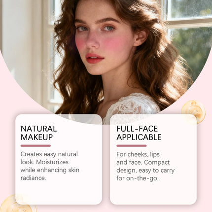 3 Colors Powder Blusher for Cheeks Lips Face Moisturizing Balm Long Lasting Natural Makeup Multi Use Balm Highlighter Blush 50g