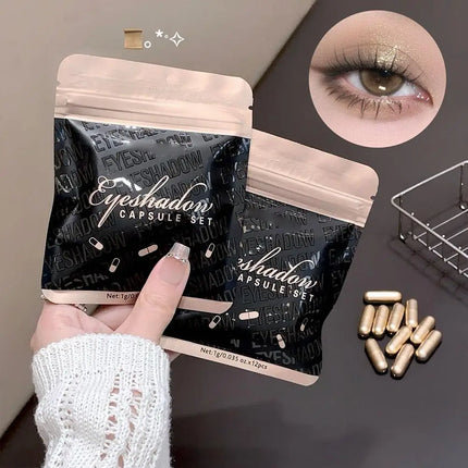 12colors Matte Eyeshadow MAGIC CASA Capsule Eye Set High-gloss Silkworm Small Golden Bean Not Easy To Smudge Brand Eye Makeup
