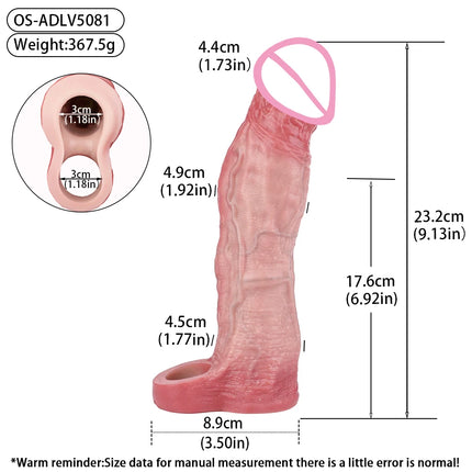 ORALSX Remote Control Vibration Penis Extension Cock Sleeve Silicone Reusable Condom For Men Sex Toys Penis Enlargement Adult 18