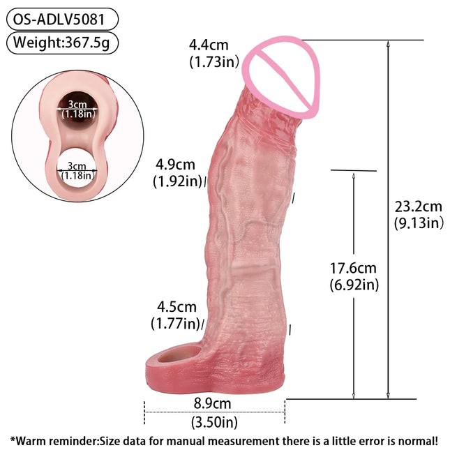 ORALSX Remote Control Vibration Penis Extension Cock Sleeve Silicone Reusable Condom For Men Sex Toys Penis Enlargement Adult 18