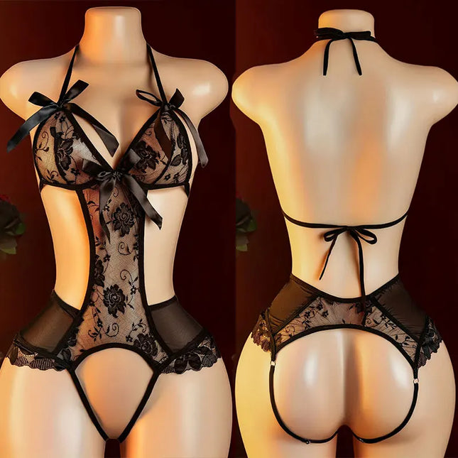 Erotic Bras Underwear Woman Sexy Backless Teddy Bodysuit Halter Crotchless Hot Bikini Lingerie For Cosplay Revelry Night Outfits