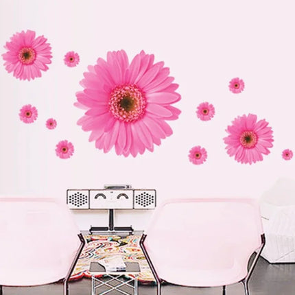 Daisy Flower Living Room Vinyl 3D Wall Stickers Window Decor Bedroom Wall Decals Sticker