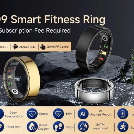 Amovan Smart Ring Premium Temperature Remote Control Sports Sleep Health Fitness Fasion Ring for Samsung iOS Phone for Woman Man