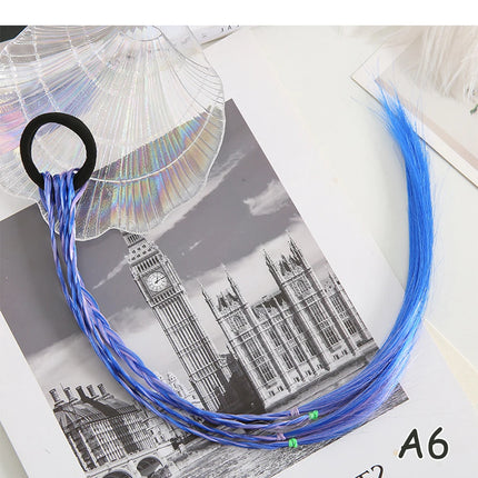 AZQUEEN Synthetic Colored Long Braided Ponytail Extensions With Elastic Band Rainbow Braid Pony Tail Hairpiece For Girl Kids