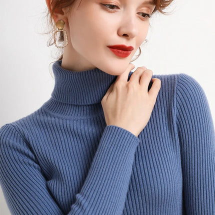 Heliar Women Fall Turtleneck Sweater Knitted Soft Pullovers Cashmere Jumpers Basic Soft Sweaters For Women 2024 Autumn Winter