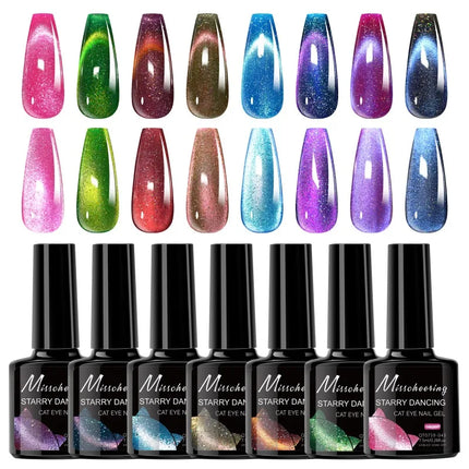 Romantic Galaxy Cat Eye Gel Nail Polish Semi-permanent Glitter Soak Off UV Holographic Magnetic Rainbow Gel for Nail Manicure