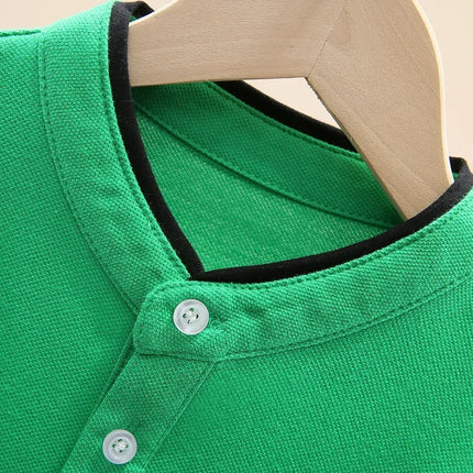 2024 New Spring Children's Polo Shirt 100% Cotton Stand Collar Kids Long Sleeve Tops For Teens Boys 4-15 Years School Uniform