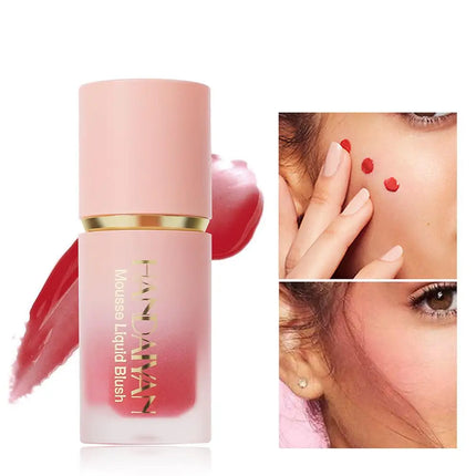 Matte Glitter Face Liquid Blusher Smooth Cheek Eye Mousse Blush Highlighter Stick Rouge Waterproof Contour Makeup