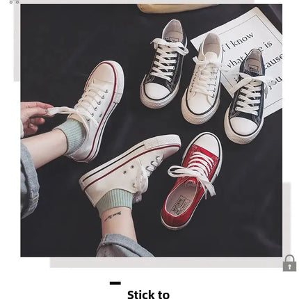 Flat Bottom Canvas Shoes Women's Versatile Low Cut Rubber Sole Pure Color Adult Slip-On Fashion Trendy White Sneakers