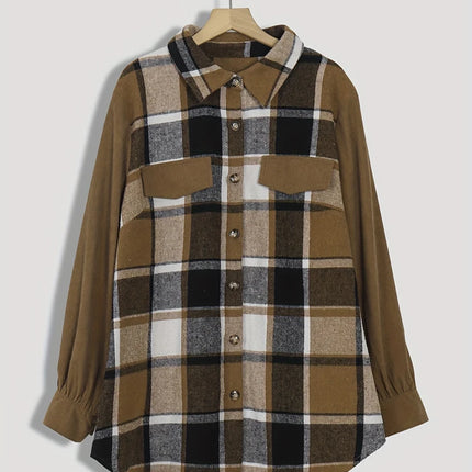 Plus Size Autumn New Arrivals Women's Oversized Check Shirt Retro Single-Breasted Thickened Top Suitable for Autumn and Winter