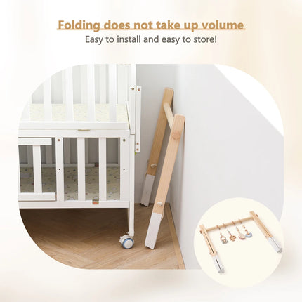 Foldable Baby Play Gym,0 Months Wooden Infant Activity Gym Hanging Toys Tool-Free Assembly Gym,Great for Newborn Development