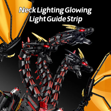 3975Pcs MOC Three-Headed Dragon Building Blocks Shadowed wing With Light Monster Assembly Ornament Adult Collection Desktop Toys