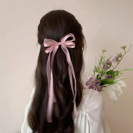 Fashion Bow Ribbon Hair Clips For Women Girls Lace Hairpins Barrettes Set Korean Bow Clips Party Hair Accessories Headwear Gifts