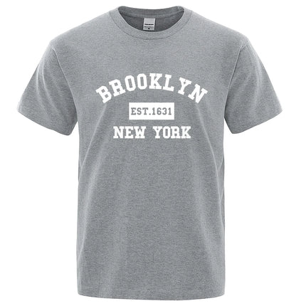 Brooklyn Est. 1631 New York Letter Print T-Shirt Man Casual Loose T-Shirts Summer Cotton Tops Fashion Breathable Tee Clothing