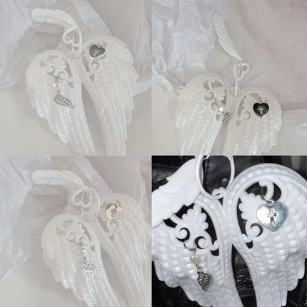 Wings Shape Carabiner Acrylic Keychain Y2K Punk  Angel Wings Bag Pendant Heart Cross White DIY Keychain Bag Hanging Decor