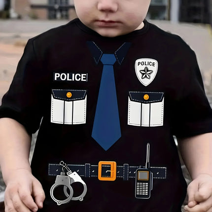 Police Cosplay 3D Print Design T-shirt for Boys & Girls | 2026 New 3D Technology Print | Casual Outing & Home Wear