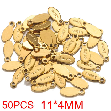 50pcs Stainless Steel Small Heart Charms for Jewelry Making Necklace Bracelet Extend Chain Tail Tag Supplies Material Wholesale