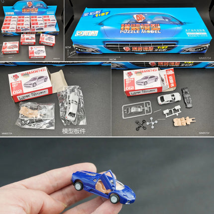 16PCS/Set 4D 1/87 Modern Cars can Move Collection Puzzle Plastic Assemble Model for Children
